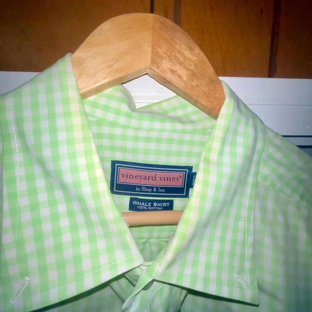 Vineyard Vines Light Green Checkered Shirt - Picture 2 of 3